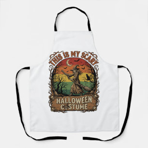 Is Scary Halloween Costume Witch Broom Cat Apron