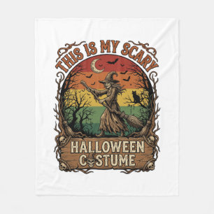 Is Scary Halloween Costume Witch Broom Cat Fleece Blanket