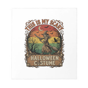 Is Scary Halloween Costume Witch Broom Cat Notepad