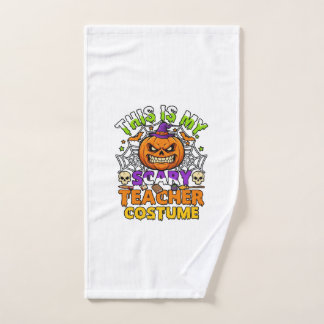 Is Scary Teacher Costume Haloween Pumpkin Witch Ha Hand Towel