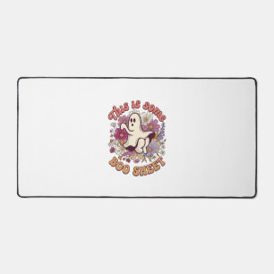 Is Some Boo Sheet Ghost Retro Flowers_1 Desk Mat