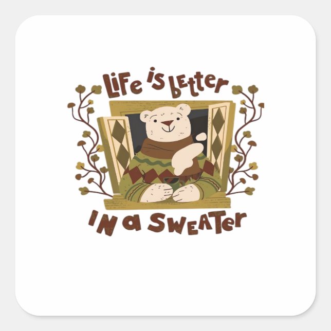 Is Sweater! Autumn It’s Fall Y’all Square Sticker (Front)