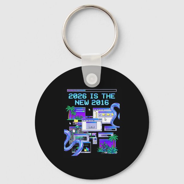Is The 2016 Vaporwave Pixel Computer Aesthetic Key Ring (Front)