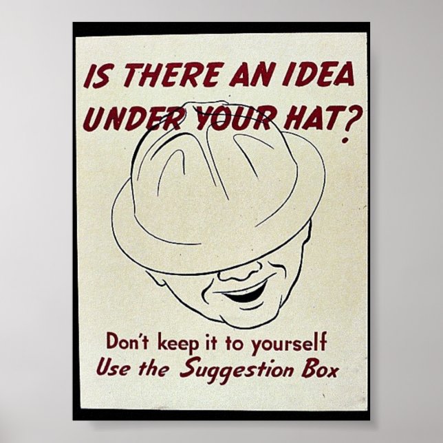 Is There An Idea Under Your Hat? Suggestion Box Poster (Front)