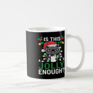 Is This Jolly Enough Black Cat Merry Christmas Tre Coffee Mug