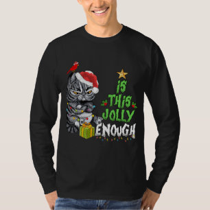 Is This Jolly Enough Black Cat Merry Christmas Tre T-Shirt
