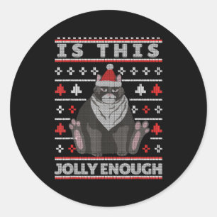 Is This Jolly Enough Cat Christmas Bored Cat Chris Classic Round Sticker