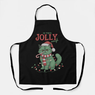 Is This Jolly Enough Cute Cat Christmas Party  Apron