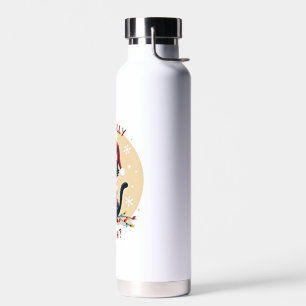 Is This Jolly Enough Funny Black Cat Christmas Tre Water Bottle