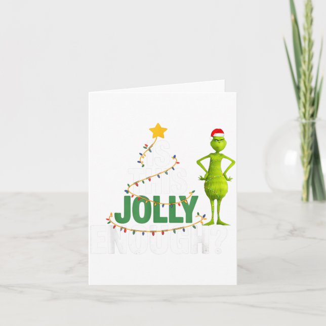 Is This Jolly Enough Funny Christmas Tree Lights H Card (Front)