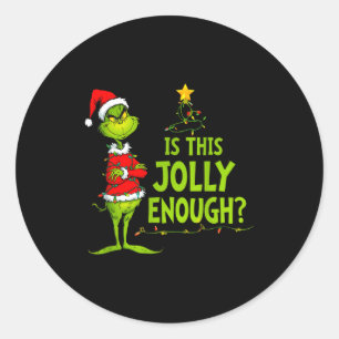 Is This Jolly Enough Funny Christmas Tree Lights H Classic Round Sticker
