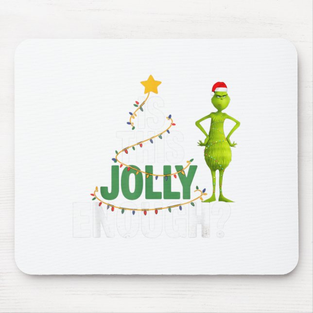 Is This Jolly Enough Funny Christmas Tree Lights H Mouse Pad (Front)