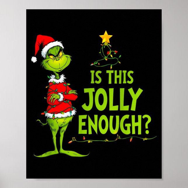 Is This Jolly Enough Funny Christmas Tree Lights H Poster (Front)