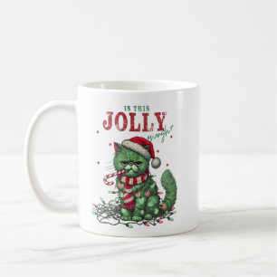 Is This Jolly Enough? Grumpy Holiday Cat Coffee Mug