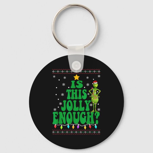 Is This Jolly Enough Merry Christmas Tree Lights F Key Ring (Front)