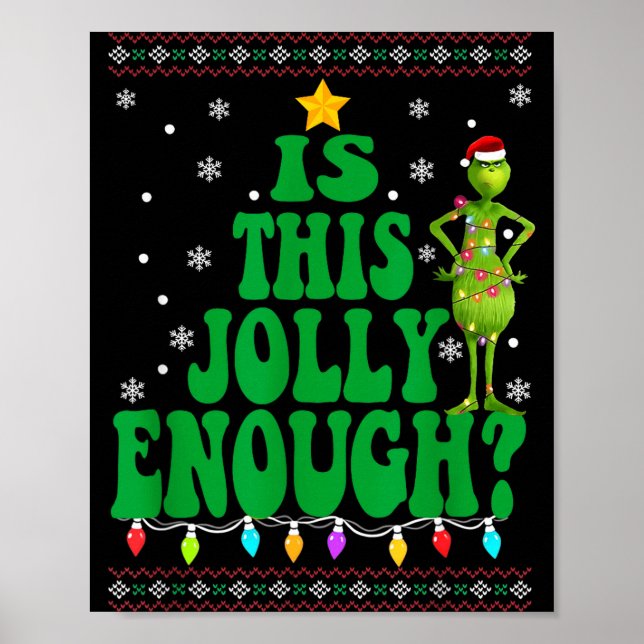 Is This Jolly Enough Merry Christmas Tree Lights F Poster (Front)
