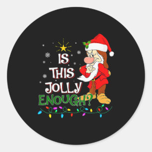 Is This Jolly Enough Mpy Elf Pajama Christmas Ligh Classic Round Sticker