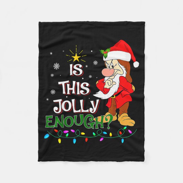 Is This Jolly Enough Mpy Elf Pajama Christmas Ligh Fleece Blanket (Front)