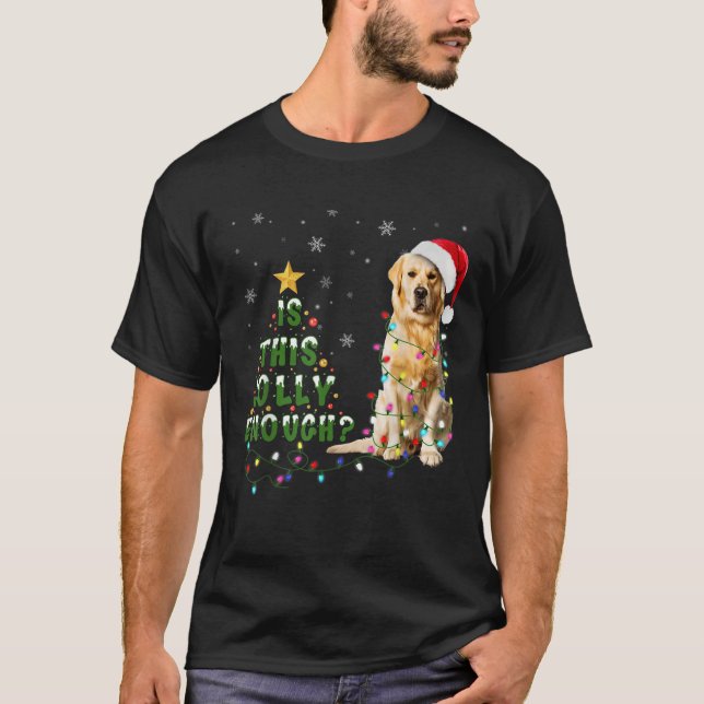 Is This Jolly Enough Santa Golden Retriever Light  T-Shirt (Front)