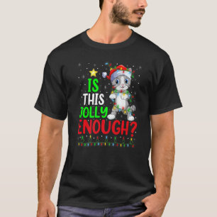 Is This Jolly Enough Xmas Tree Lighting Santa Cat T-Shirt