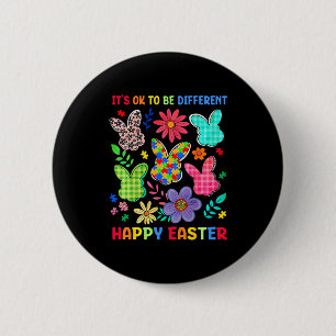 Is to be different autism easter bunny floral 6 cm round badge