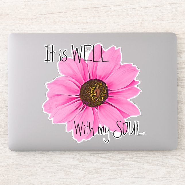 Is Well With Soul Pink Daisy Inspirational Quote (Computer)