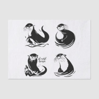 Is Wild Grace – Otter in Motion Minimalist Design Tissue Paper