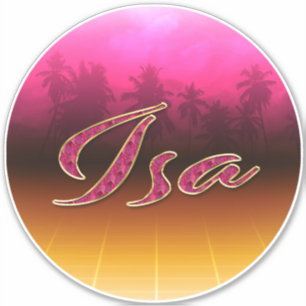 Isa First Name Golden pink Sticker