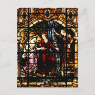 Isaac and Rebekah Stained Glass Art Postcard