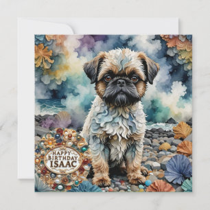 ISAAC ~ Birthday Card ~ Dog Brussels Griffon ~ 