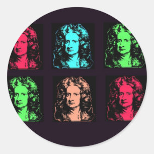 Isaac Newton Collage Classic Round Sticker