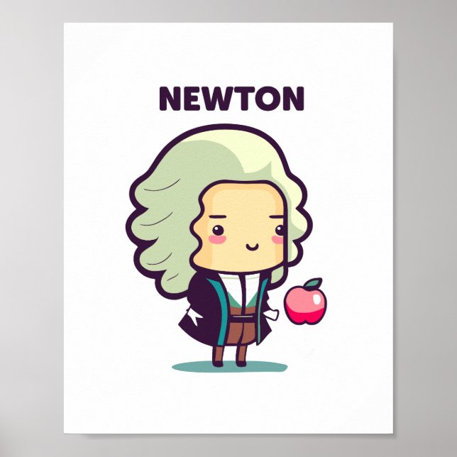 Isaac Newton Kawaii Style Poster (Front)