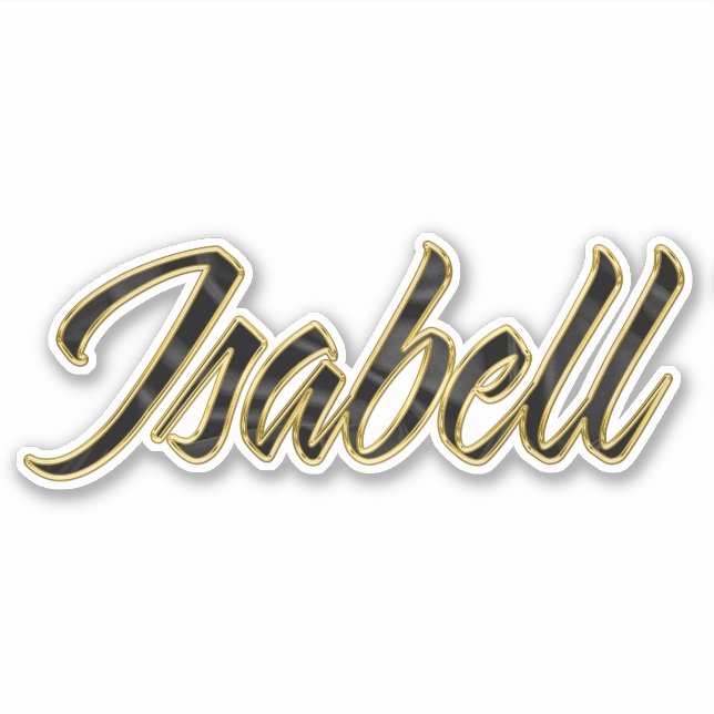 Isabel black gold lettering decal sticker (Front)