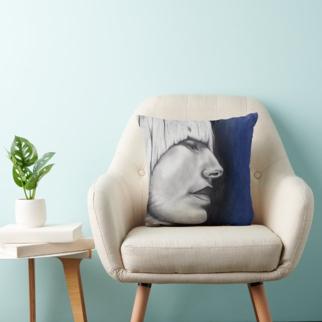 Isabel Blonde Woman Portrait Original Art Drawing Cushion (Chair)