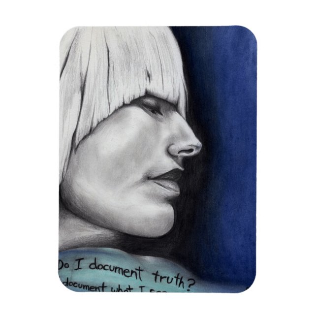 Isabel Blonde Woman Portrait Original Art Drawing Magnet (Vertical)