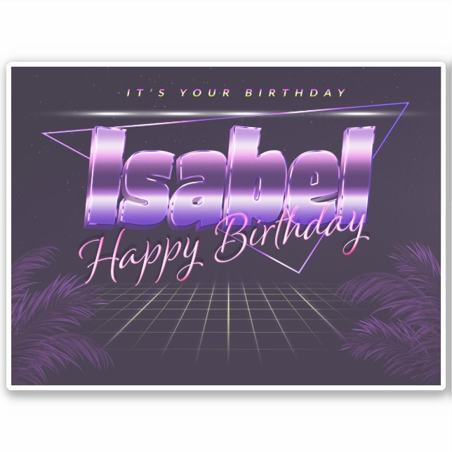 Isabel Name First name lila retro Sticker Birthday (Front)