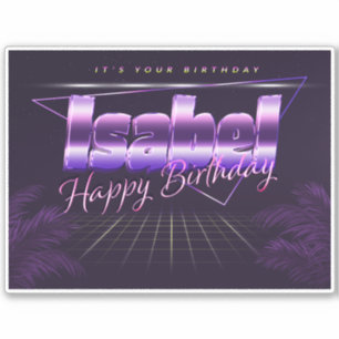 Isabel Name Vorname lila retro Sticker Geburtstag