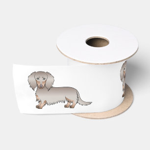 Isabella And Tan Long Hair Dachshund Cartoon Dogs Satin Ribbon