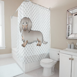 Isabella And Tan Long Hair Dachshund Dog & Paws Shower Curtain