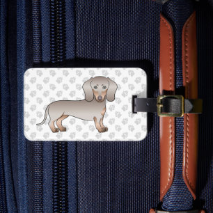 Isabella And Tan Short Hair Dachshund Dog And Paws Luggage Tag