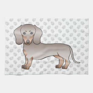 Isabella And Tan Short Hair Dachshund Dog And Paws Tea Towel