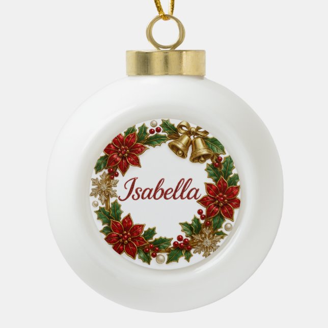 Isabella Christmas Name Ceramic Ornament (Front)