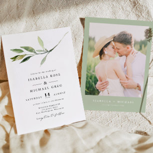 ISABELLA Classic Elegant Minimal Greenery Wedding Invitation