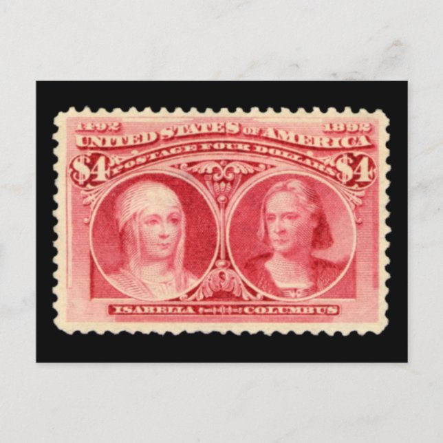Isabella & Columbus 1893 Stamp Postcard (Front)