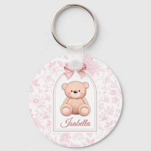 Isabella   Custom Pink Teddy Bear Nursery Design  Key Ring