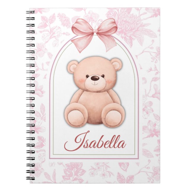 Isabella | Custom Pink Teddy Bear Nursery Design  Notebook (Front)