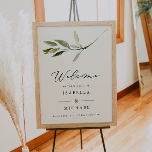 ISABELLA Elegant Minimal Greenery Wedding Welcome Poster