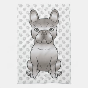 Isabella French Bulldog / Frenchie Cute Dog & Paws Tea Towel