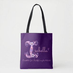 Isabella letter I monogram art & name meaning bag