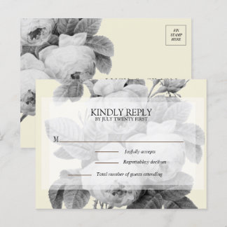 Isabella Monochrome Vintage Roses RSVP Postcard